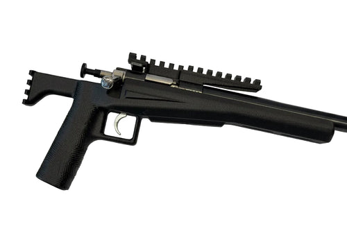 Black firearm on a white background