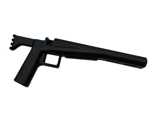 Black firearm stock on a white background