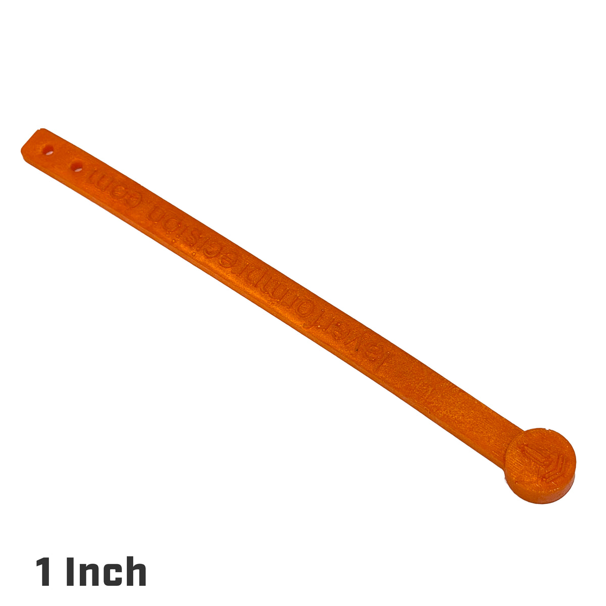 An orange target shown diagonally on a white background, with a text overlay in the bottom-left corner reading '1 Inch'.